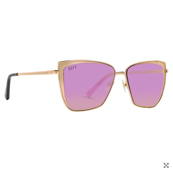 Diff Eyewear Accessories Diff Grace Sunglasses Gold Pink Mirror
